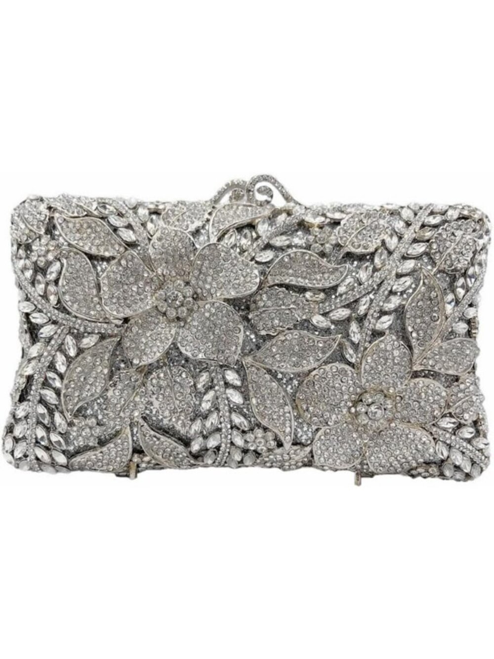 Elegant Floral Crystal Evening Bag - Sparkling Rhinestone Handbag for Weddings